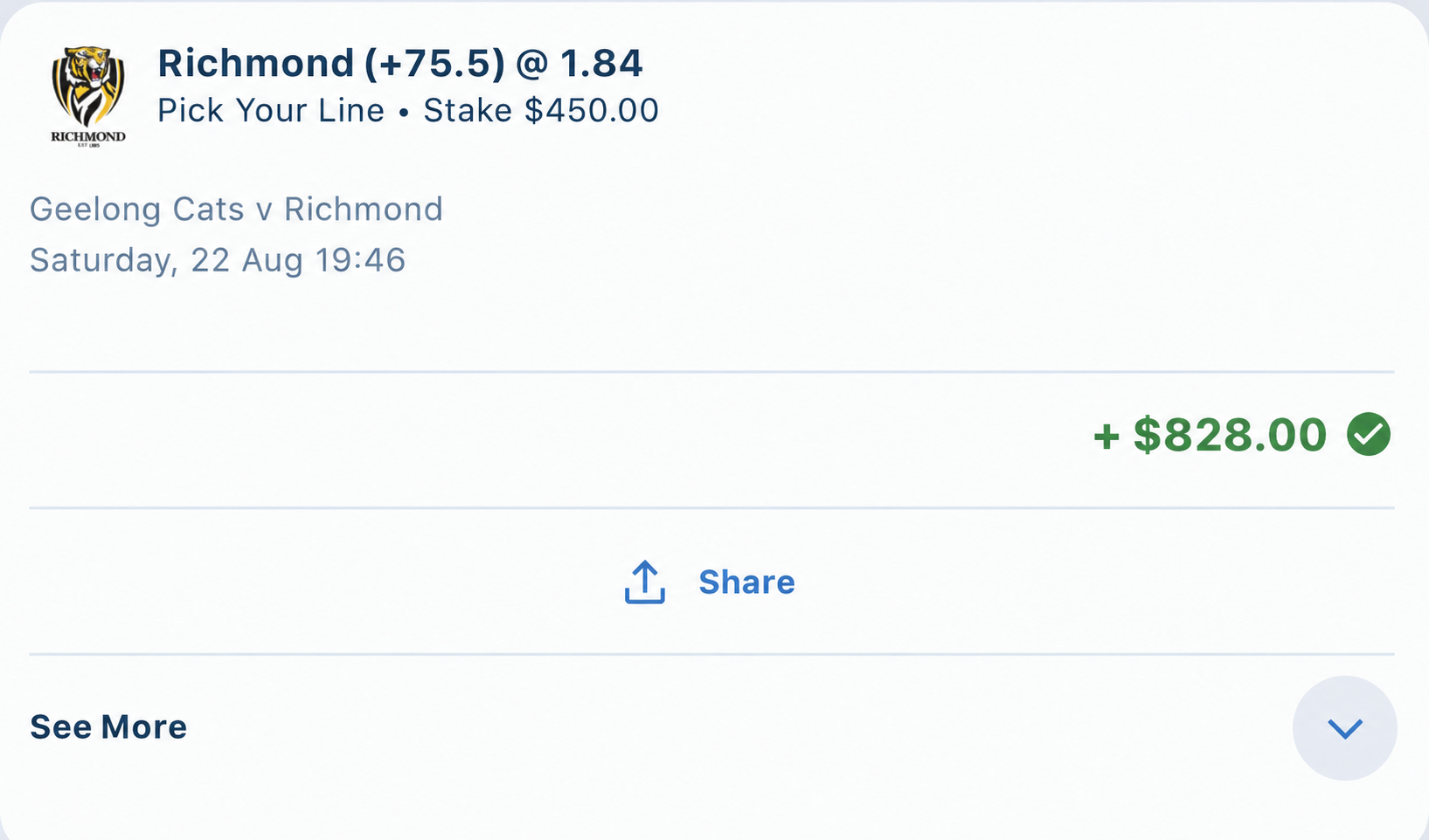 Historical Richmond line result screenshot