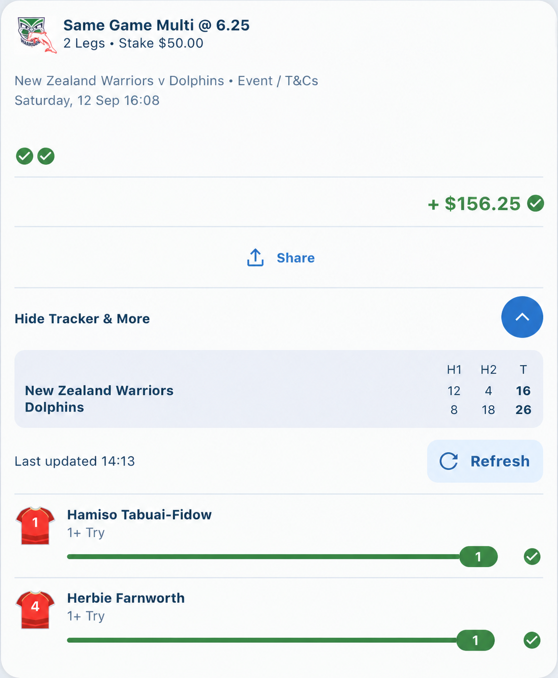 Historical Warriors and Dolphins two-leg multi screenshot